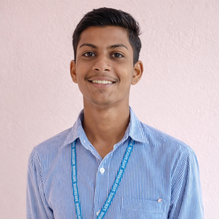 Young man in striped shirt portrait
